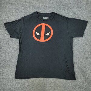 Marvel Comics Shirt Men's XL Black Deadpool Logo Graphic Tee Short Sleeve Movie